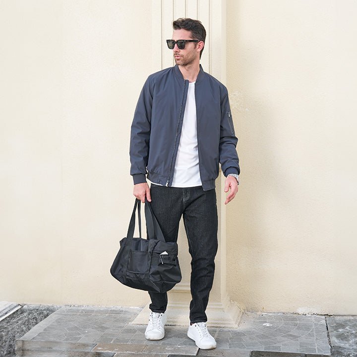Men's Quilted Windproof Bomber Jacket with Pockets - Stylish, Durable All-Season Outerwear for Men