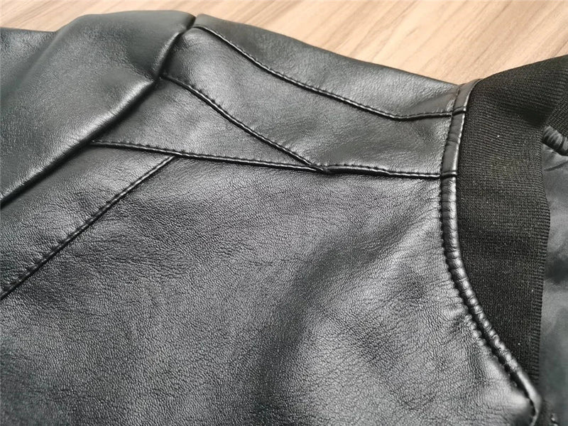 Men's Vintage Leather Bomber Jacket - Classic Style, Durable Design & Secure Pockets