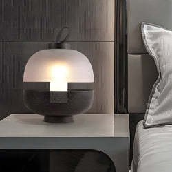 11-Inch LED Table Lamp with Mesh Metal Base and Frosted Glass Shade - Modern Home Lighting