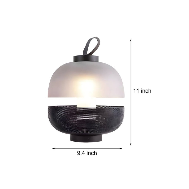 11-Inch LED Table Lamp with Mesh Metal Base and Frosted Glass Shade - Modern Home Lighting