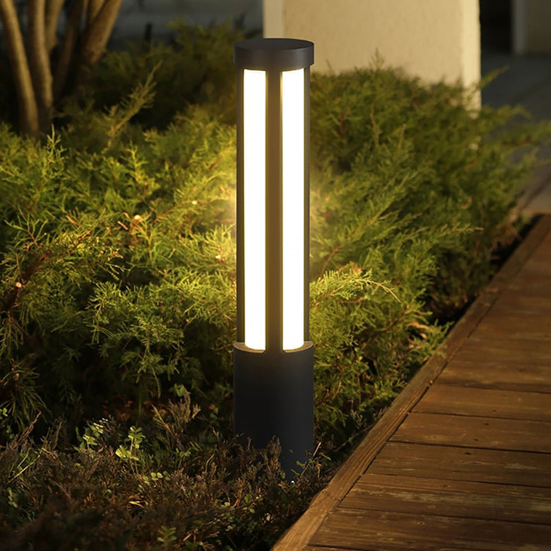 Modern Black Cylinder LED Outdoor Landscape Bollard Lights - Stylish & Energy-Efficient Illumination for Pathways & Gardens