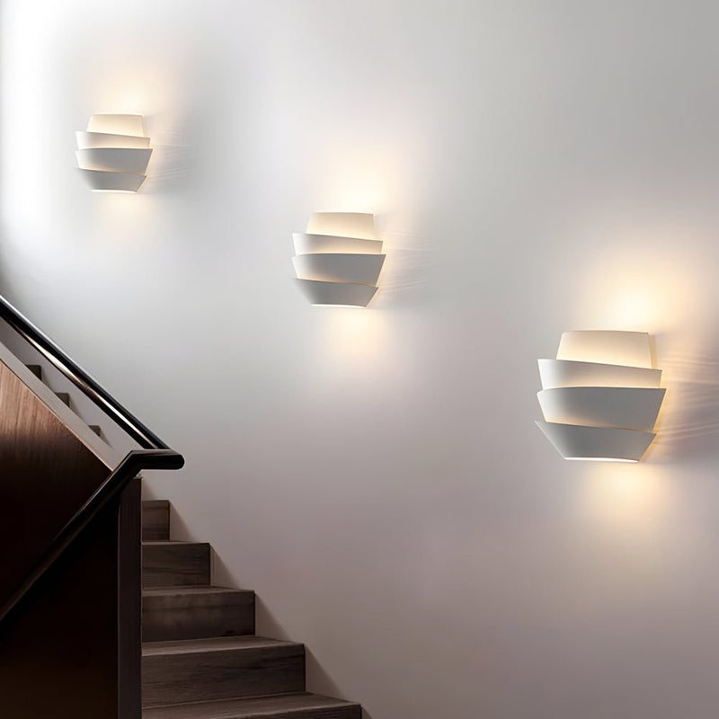 Modern Minimalist Half Cylinder Iron 2-Light Wall Sconce - White Finish for Elegant Lighting