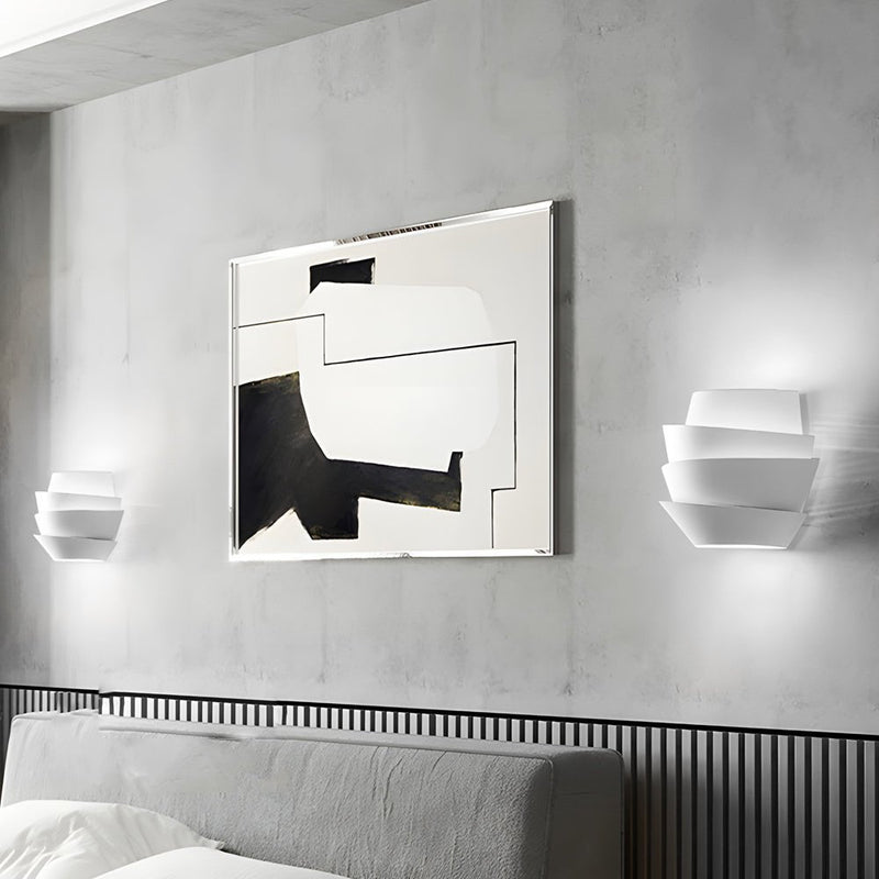 Modern Minimalist Half Cylinder Iron 2-Light Wall Sconce - White Finish for Elegant Lighting