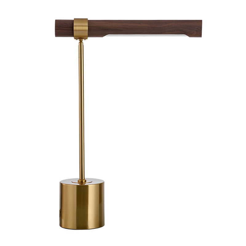 Modern Minimalist Linear Wood LED Desk Lamp with USB Charging Port & Dimmable Light Bar - Perfect for Home Office & Study
