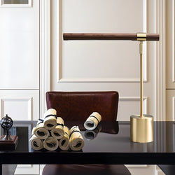 Modern Minimalist Linear Wood LED Desk Lamp with USB Charging Port & Dimmable Light Bar - Perfect for Home Office & Study