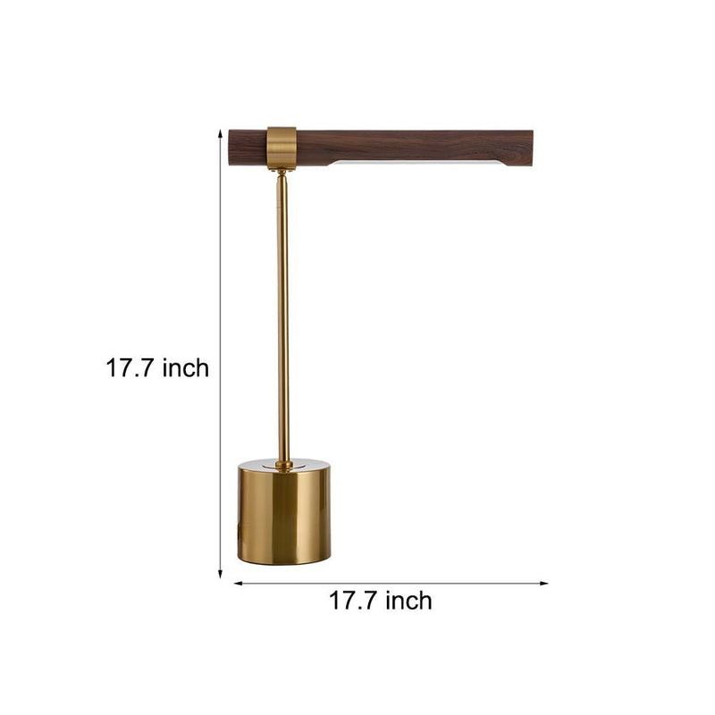 Modern Minimalist Linear Wood LED Desk Lamp with USB Charging Port & Dimmable Light Bar - Perfect for Home Office & Study