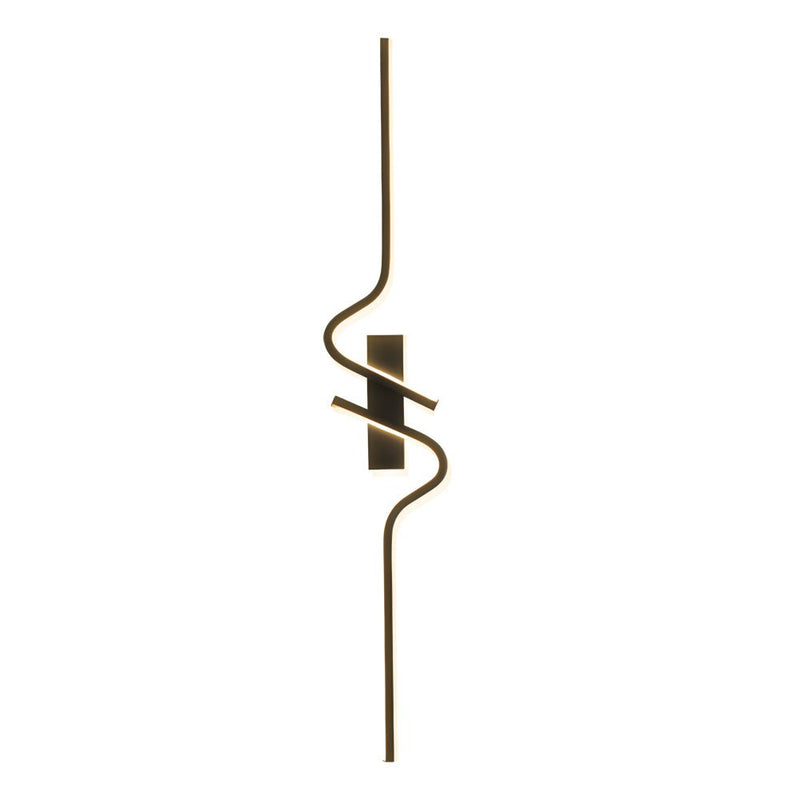 Sleek Minimalist Black Aluminum LED Wall Lamp - Long Wave Decorative Lighting for Modern Spaces