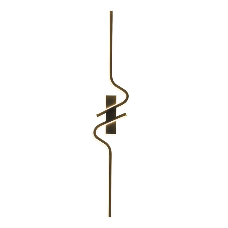 Sleek Minimalist Black Aluminum LED Wall Lamp - Long Wave Decorative Lighting for Modern Spaces
