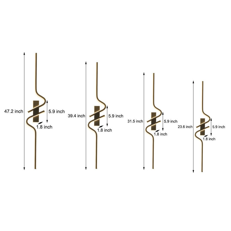 Sleek Minimalist Black Aluminum LED Wall Lamp - Long Wave Decorative Lighting for Modern Spaces
