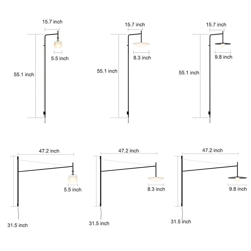Modern Minimalist Metal Long Arm LED Wall Sconce - Tempo Design for Stylish Lighting
