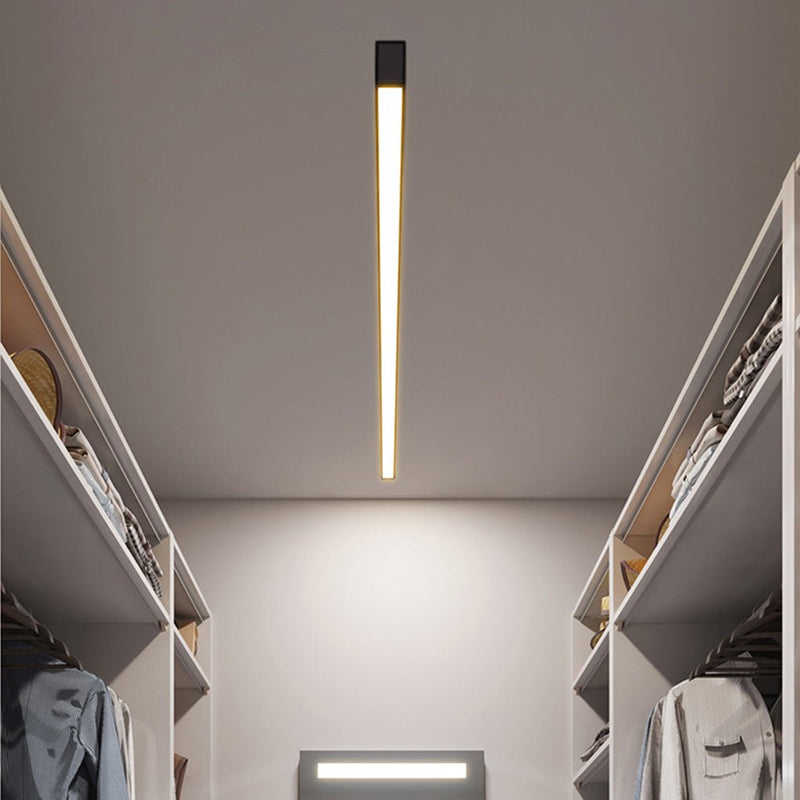 Modern Minimalist LED Ceiling Light with Remote Control - Stepless Dimming, Sleek Strip Design