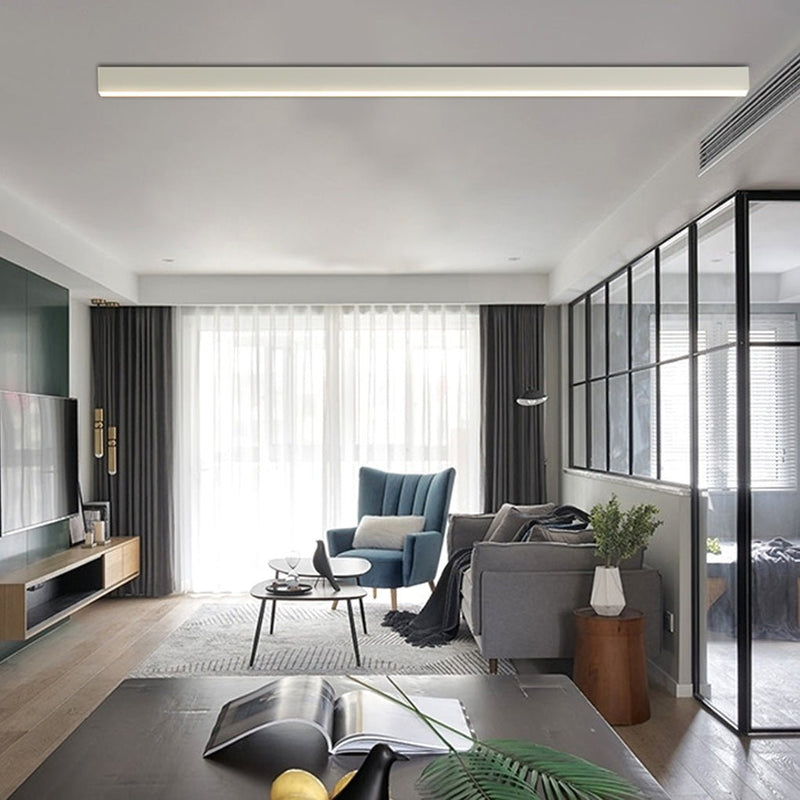 Modern Minimalist LED Ceiling Light with Remote Control - Stepless Dimming, Sleek Strip Design
