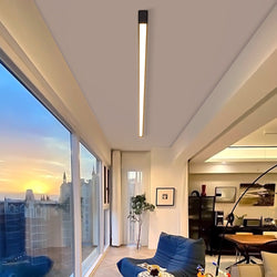 Modern Minimalist LED Ceiling Light with Remote Control - Stepless Dimming, Sleek Strip Design