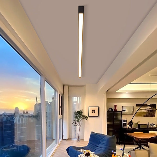 Modern Minimalist LED Ceiling Light with Remote Control - Stepless Dimming, Sleek Strip Design