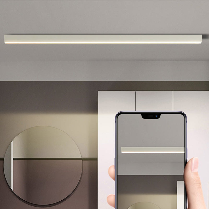 Modern Minimalist LED Ceiling Light with Remote Control - Stepless Dimming, Sleek Strip Design