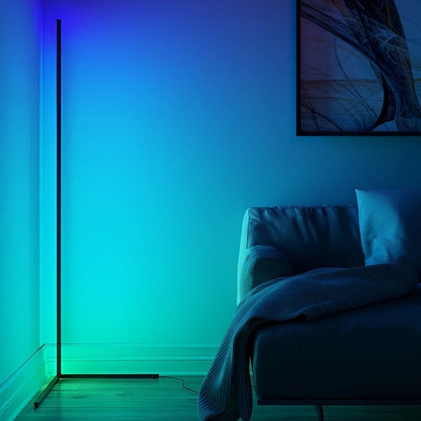 RGB Dimmable LED Corner Floor Lamp with Remote Control - Modern Adjustable Lighting for Home Decor