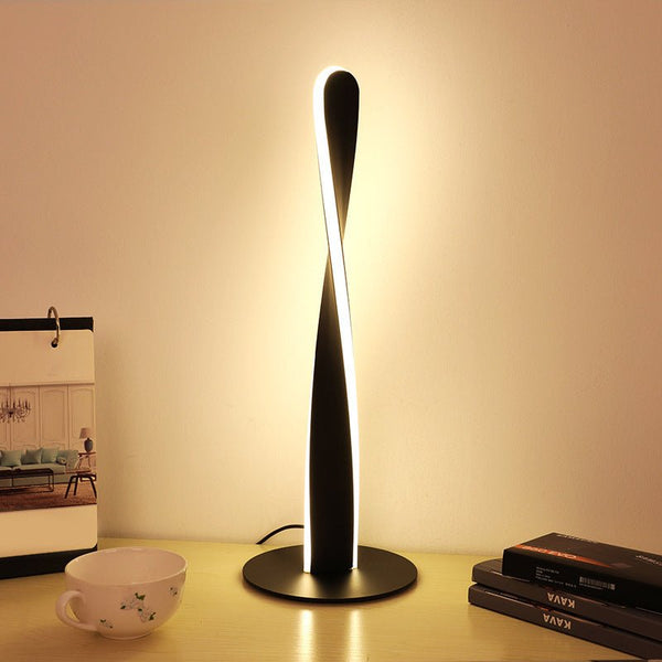 Minimalist Twisted Flat Column LED Table Lamp - Modern Iron & Acrylic Design for Home Decor