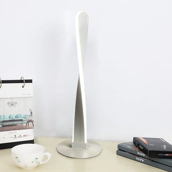 Minimalist Twisted Flat Column LED Table Lamp - Modern Iron & Acrylic Design for Home Decor