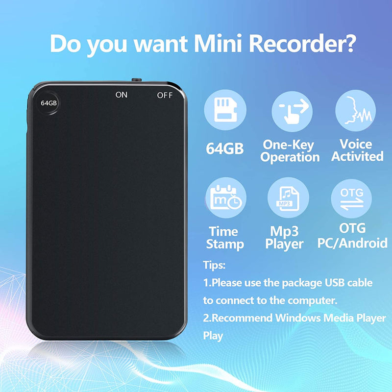 Compact Voice Activated Recorder - Mini Digital Audio Recorder with High-Quality Sound & Easy One-Touch Recording