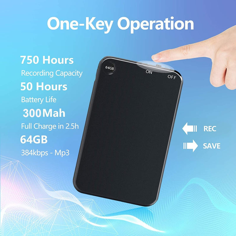 Compact Voice Activated Recorder - Mini Digital Audio Recorder with High-Quality Sound & Easy One-Touch Recording
