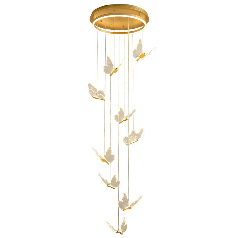 Butterfly Shaped LED Pendant Light - Acrylic & Metal Island Ceiling Fixture for Living Room