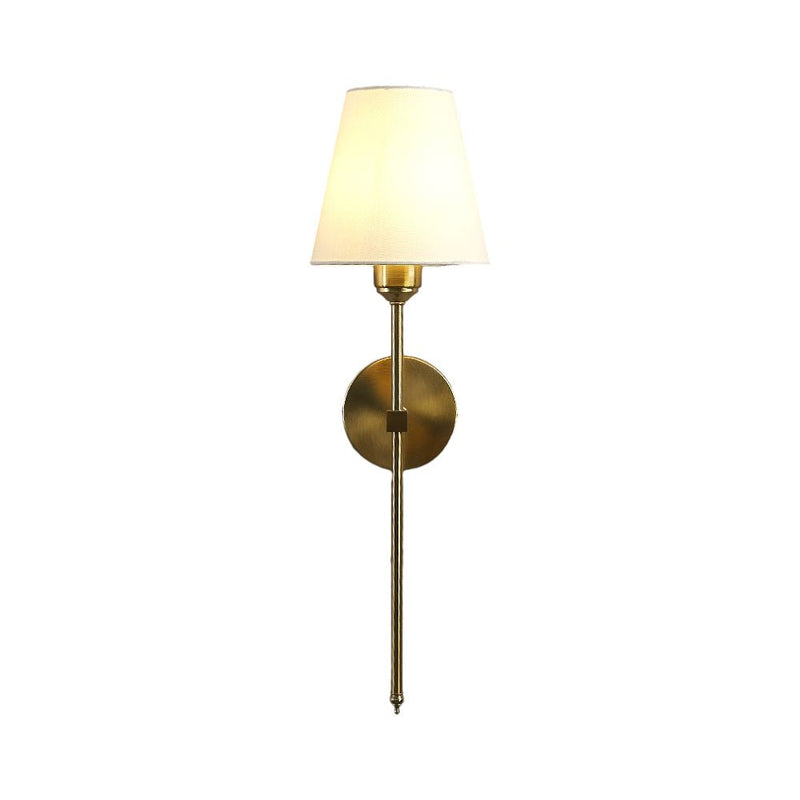 Stylish Modern 1-Light Black and Gold Wall Sconce with Elegant White Linen Fabric Shade - Perfect for Home Decor
