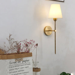 Stylish Modern 1-Light Black and Gold Wall Sconce with Elegant White Linen Fabric Shade - Perfect for Home Decor