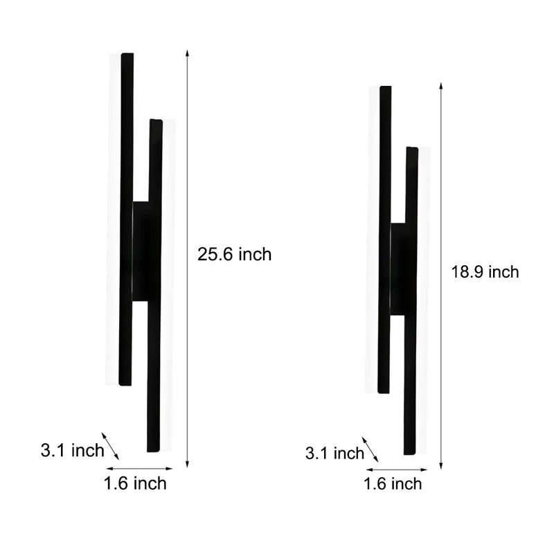Modern 2-Light Linear LED Wall Sconce - Black & Gold Finish with 3-Step Dimming Feature