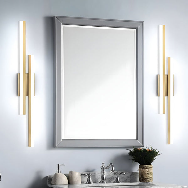 Modern 2-Light Linear LED Wall Sconce - Black & Gold Finish with 3-Step Dimming Feature