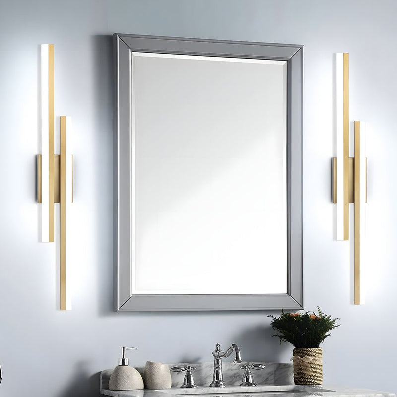 Modern 2-Light Linear LED Wall Sconce - Black & Gold Finish with 3-Step Dimming Feature