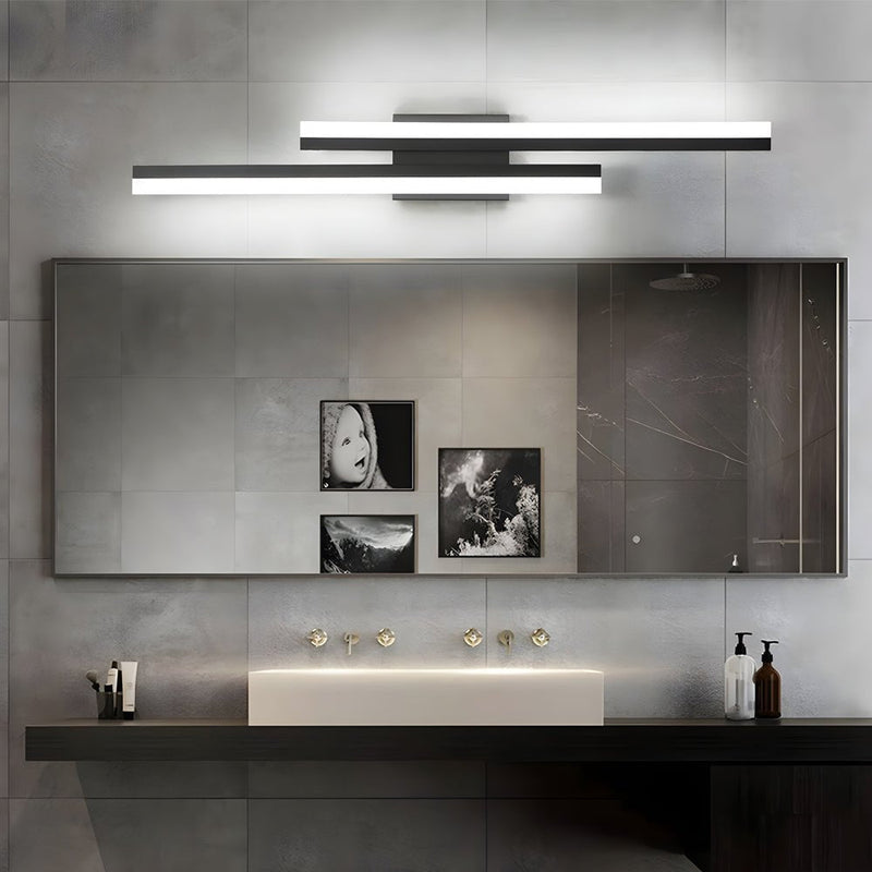 Modern 2-Light Linear LED Wall Sconce - Black & Gold Finish with 3-Step Dimming Feature