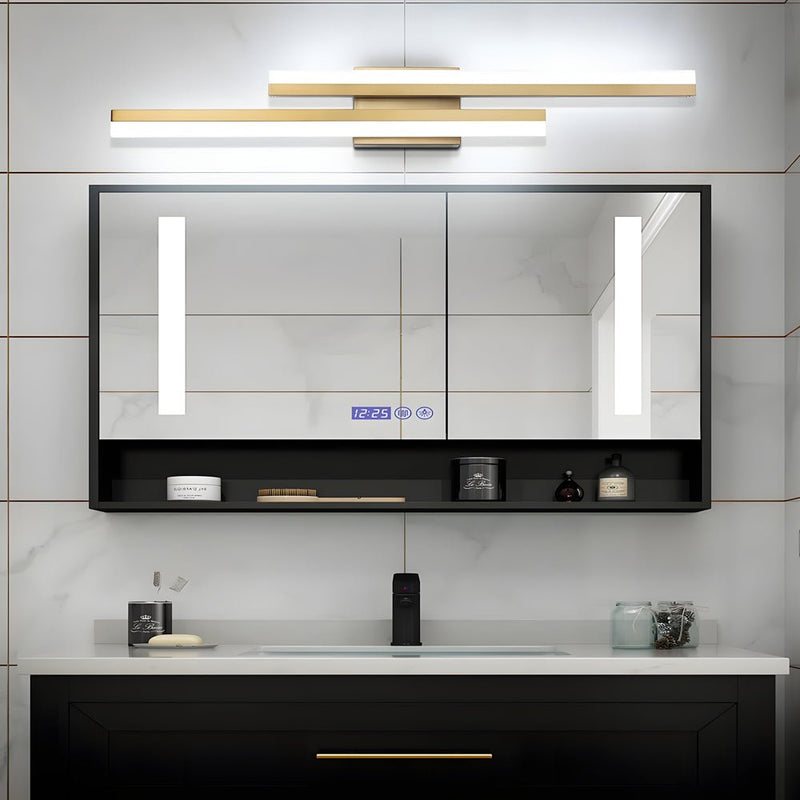Modern 2-Light Linear LED Wall Sconce - Black & Gold Finish with 3-Step Dimming Feature