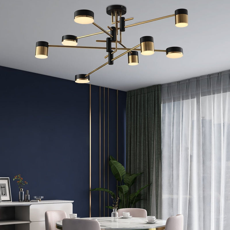 Modern 4/6/8-Light Dimmable LED Sputnik Chandelier - Stylish Mid-Century Design for Living Room, Dining Room, and Entryway