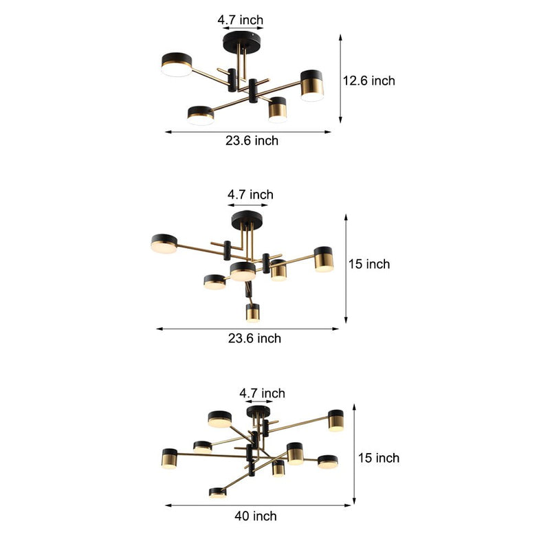 Modern 4/6/8-Light Dimmable LED Sputnik Chandelier - Stylish Mid-Century Design for Living Room, Dining Room, and Entryway