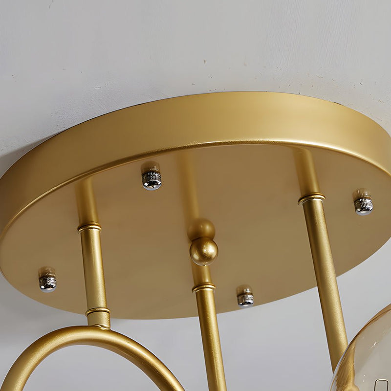 Modern 6-Light Gold and Black Semi-Flush Mount Chandelier with Elegant Glass Shades - Stylish Lighting Fixture for Home Decor