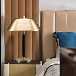 Stylish Modern Black Metal and Brass Table Lamp for Living Room Décor – Elegant Lighting Fixture