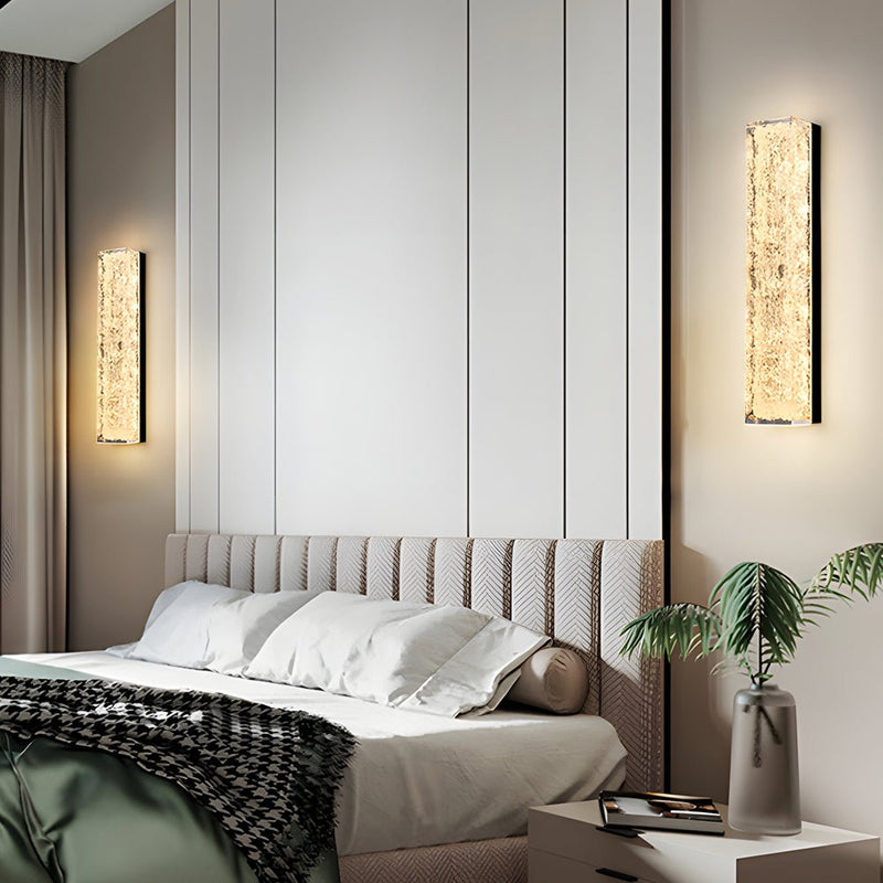 Modern Brass 1-Light LED Wall Sconce - Rectangle Design with Ice Resin Shade - Stylish Indoor Lighting Fixture