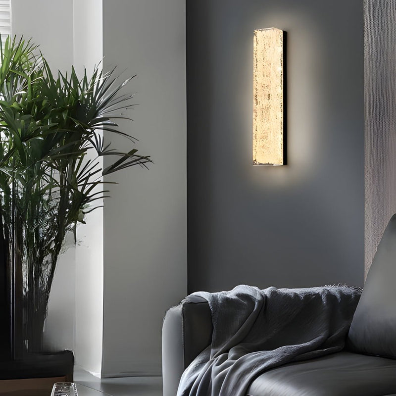 Modern Brass 1-Light LED Wall Sconce - Rectangle Design with Ice Resin Shade - Stylish Indoor Lighting Fixture