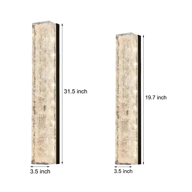 Modern Brass 1-Light LED Wall Sconce - Rectangle Design with Ice Resin Shade - Stylish Indoor Lighting Fixture