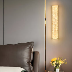 Modern Brass 1-Light LED Wall Sconce - Rectangle Design with Ice Resin Shade - Stylish Indoor Lighting Fixture