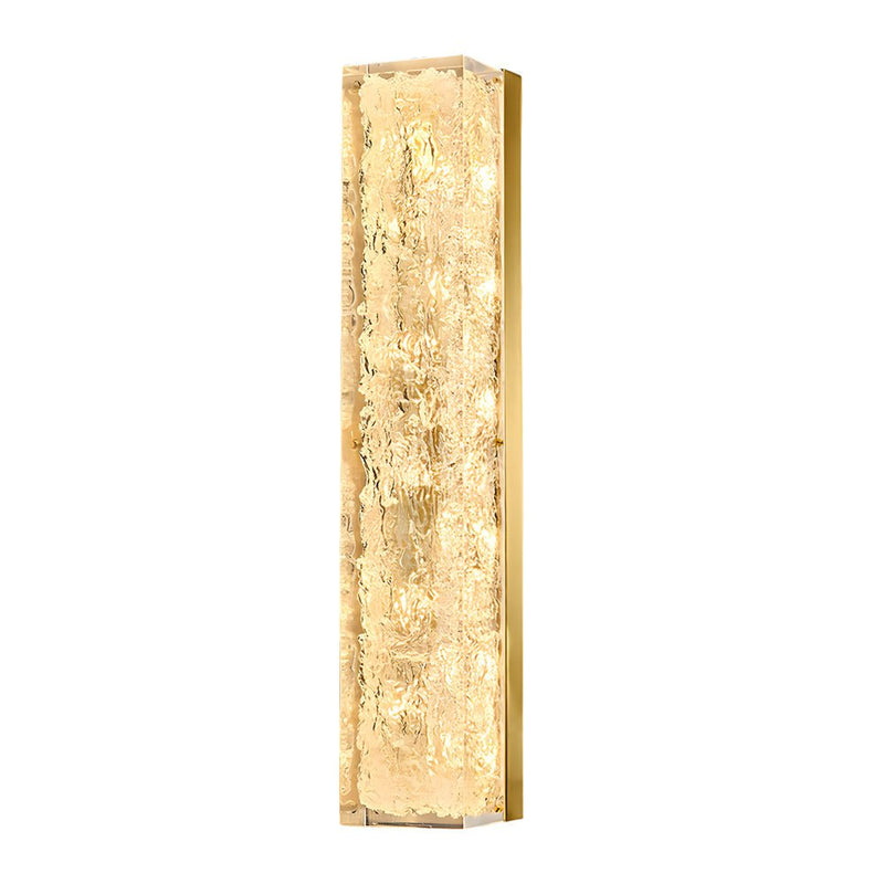Modern Brass 1-Light LED Wall Sconce - Rectangle Design with Ice Resin Shade - Stylish Indoor Lighting Fixture