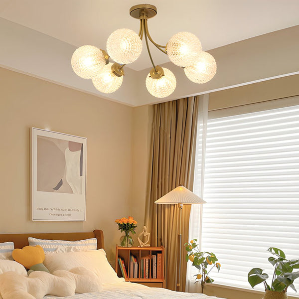 Modern Brass Carved Glass Semi-Flush Mount Ceiling Light Fixture - 6/8-Light Design for Elegant Home Lighting