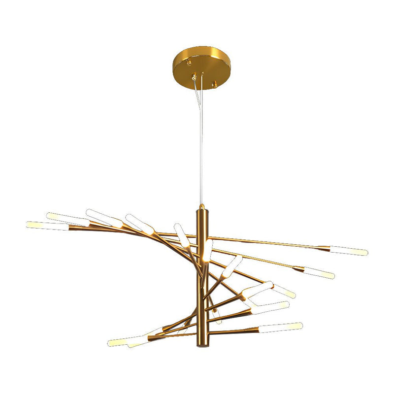 Modern Rotating Fireworks Chandelier - Elegant Black & Gold Design for Living Room, Dining Room, and Entryway