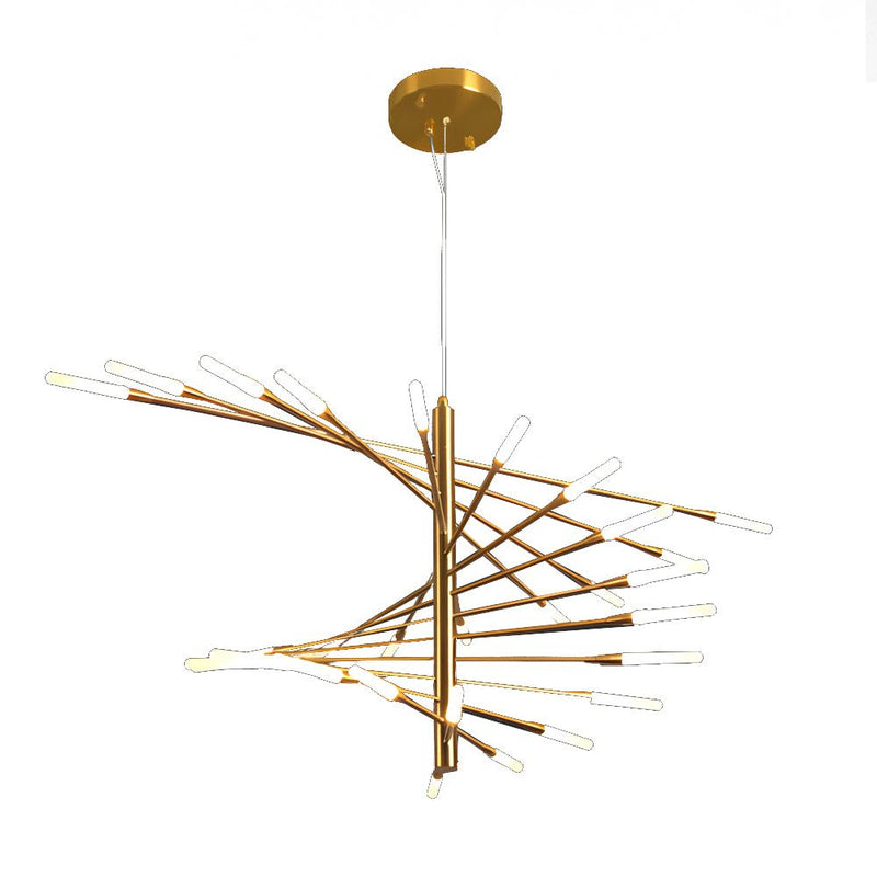 Modern Rotating Fireworks Chandelier - Elegant Black & Gold Design for Living Room, Dining Room, and Entryway