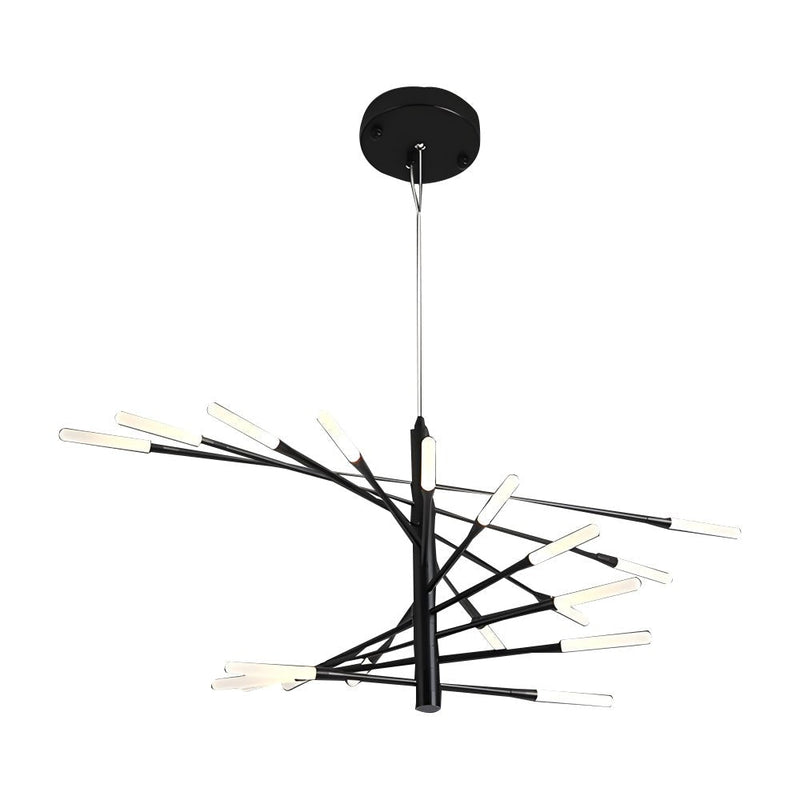 Modern Rotating Fireworks Chandelier - Elegant Black & Gold Design for Living Room, Dining Room, and Entryway