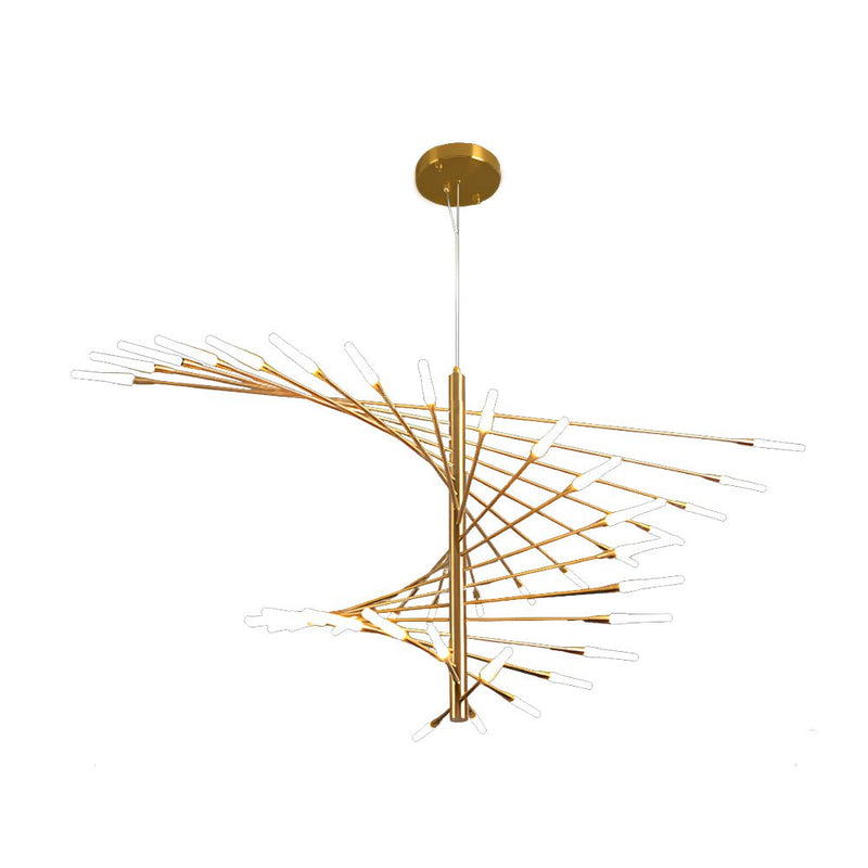 Modern Rotating Fireworks Chandelier - Elegant Black & Gold Design for Living Room, Dining Room, and Entryway
