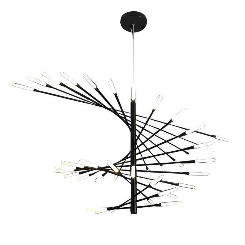 Modern Rotating Fireworks Chandelier - Elegant Black & Gold Design for Living Room, Dining Room, and Entryway