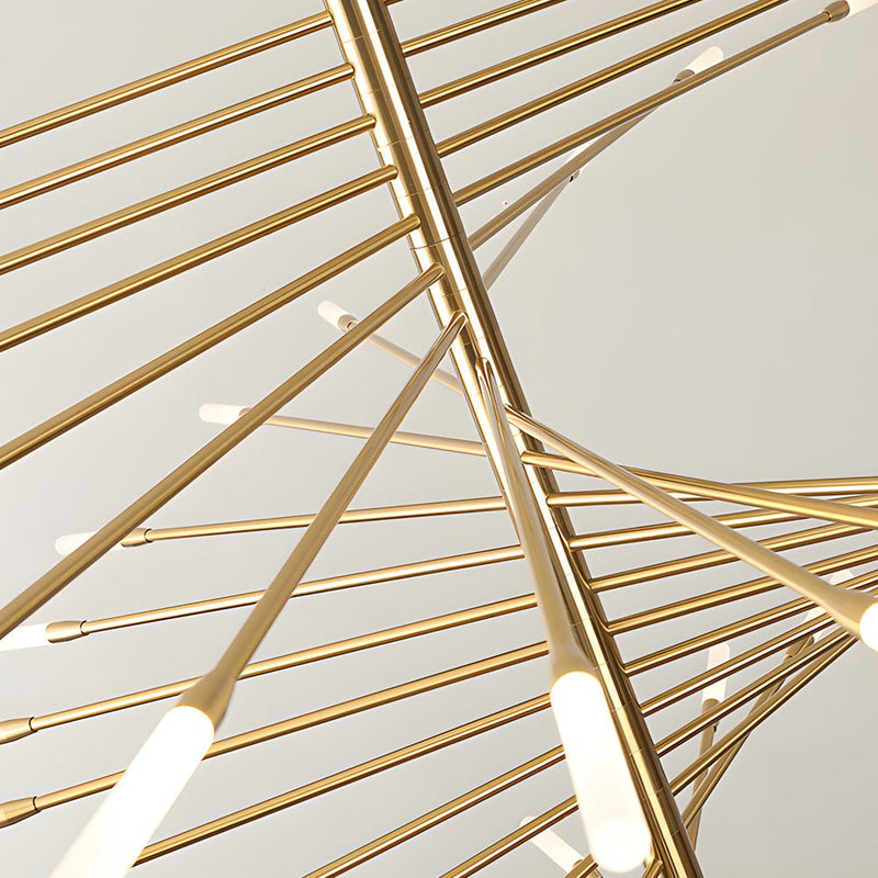 Modern Rotating Fireworks Chandelier - Elegant Black & Gold Design for Living Room, Dining Room, and Entryway