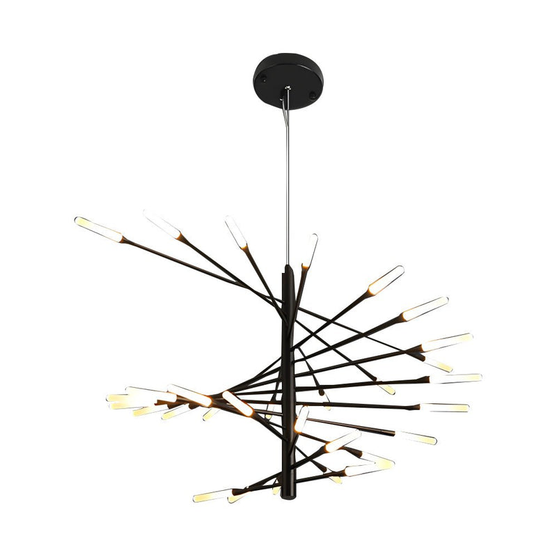 Modern Rotating Fireworks Chandelier - Elegant Black & Gold Design for Living Room, Dining Room, and Entryway