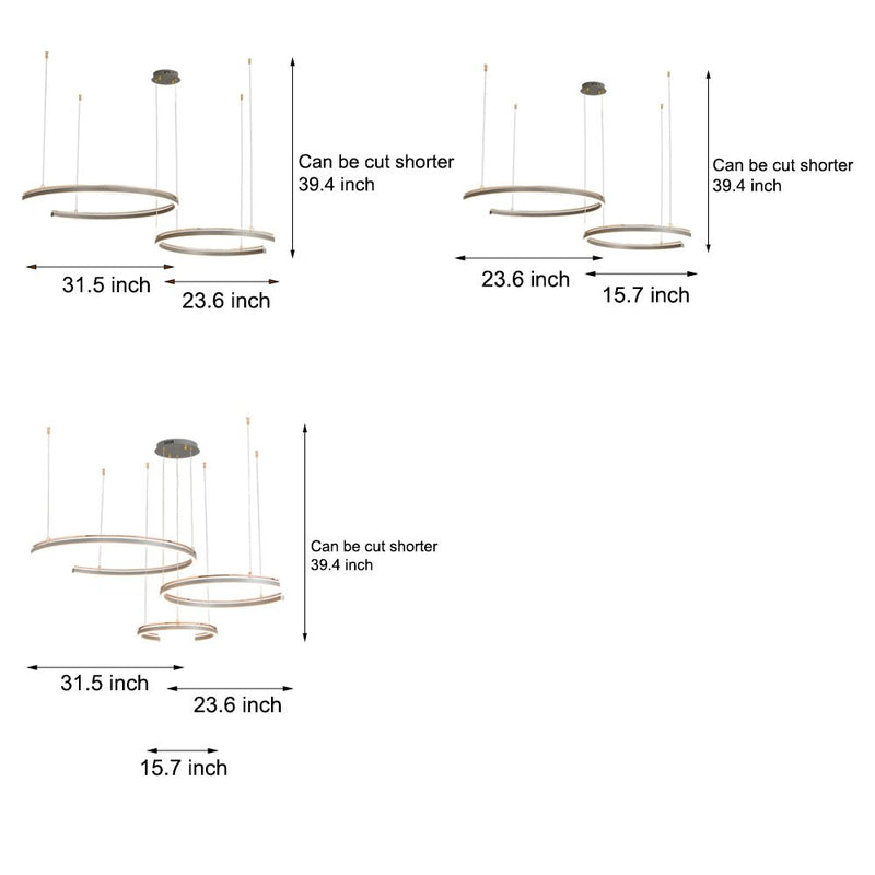Modern C-Shape Suspension Ceiling Lamp - 2/3-Light Circular Design for Stylish Home Lighting